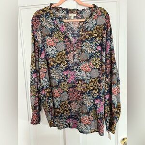 Talbots Ruffle Band Collar Cotton Poplin Popover, 3x, NWT